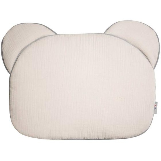 Oreiller Bébé Plat Ourson En Gaze De Coton Jeanne Beige