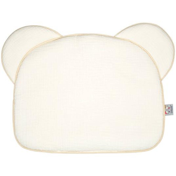 Oreiller Bébé Plat Ourson En Gaze De Coton Jeanne Écru
