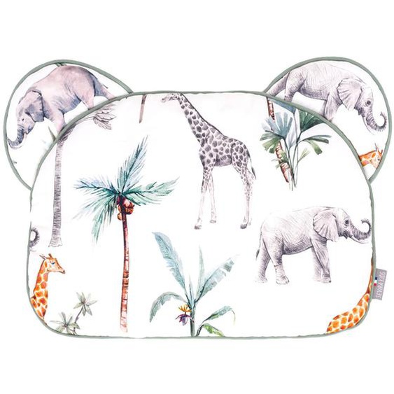 Oreiller Coussin Plat Réversible Safari, Vert, Gris, Blanc