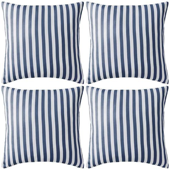 Oreiller dextérieur lot de 4 Impression rayure 45 x 45 cm Bleu