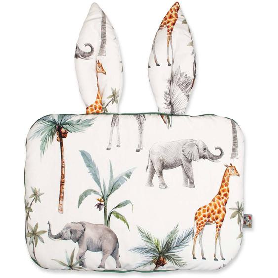 Oreiller Plat Coussin Lapin Réversible Safari Safari, Vert, Gris, Blanc