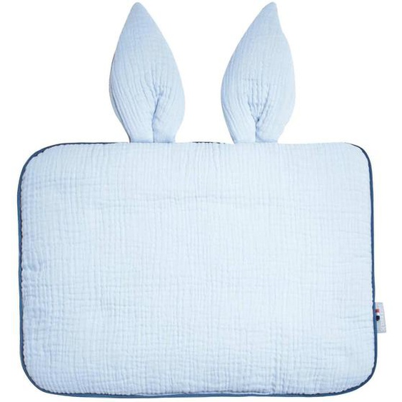 Oreiller Plat Lapin En Gaze De Coton Jeanne Bleu