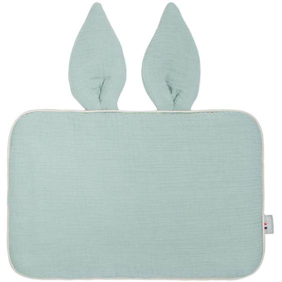 Oreiller Plat Lapin En Gaze De Coton Jeanne Vert De Gris