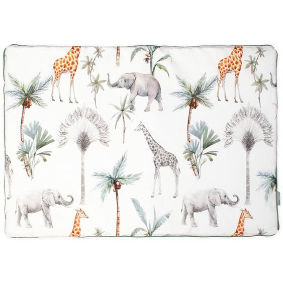 Oreiller Plat Réversible En Coton Safari Safari, Vert, Gris, Blanc