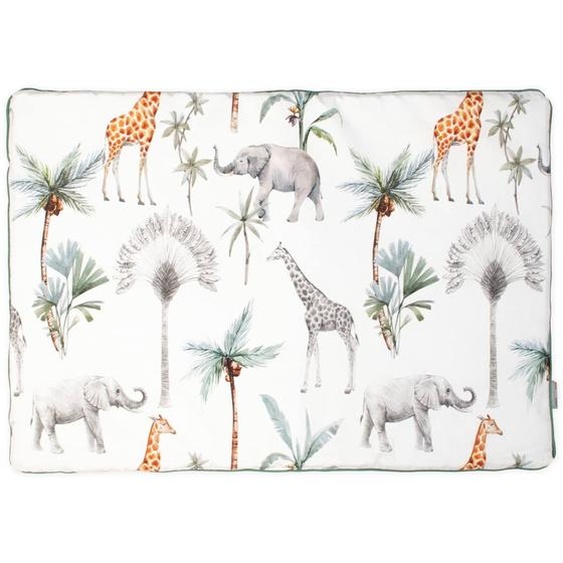 Oreiller Plat Réversible En Coton Safari Safari, Vert, Gris, Blanc