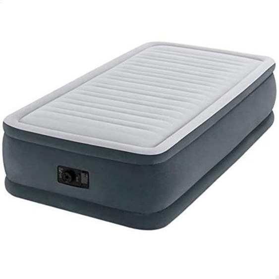 Oreiller simple avec pompe intégrée - Oreiller simple à gonflage automatique - Oreiller de sommeil à gonflage automatique - Oreiller simple pour 1 personne - 191 x 99 x 46 cm - Gris