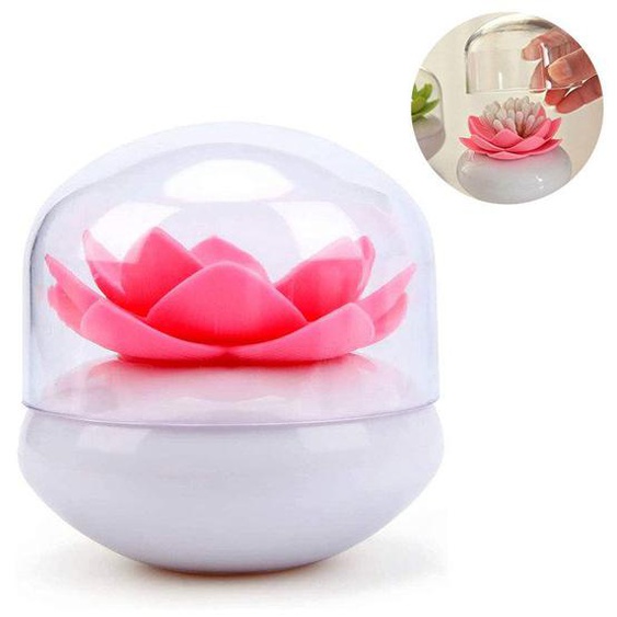Organisateur de coton-tige en forme de lotus, boîte de rangement élégante pour cosmétiques et décor de salle de bains