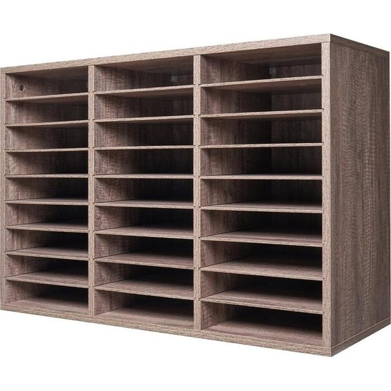 Organisateur de livres en bois 27 compartiments Étagères amovibles Noir-Gris