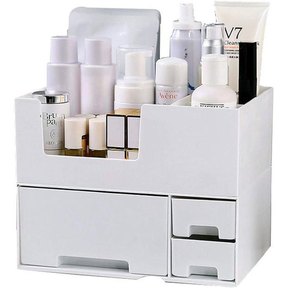 Organisateur de maquillage empilable avec boîte de rangement pratique pour cosmétiques et accessoires