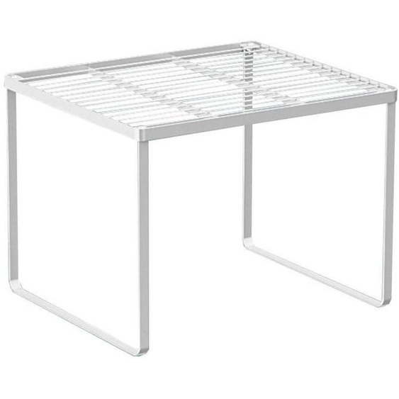 Organisateur de placard de cuisine, empilable, en fil de fer, étagère à épices, robuste, gain de place, blanc, 39 x 34 x 30,5 cm