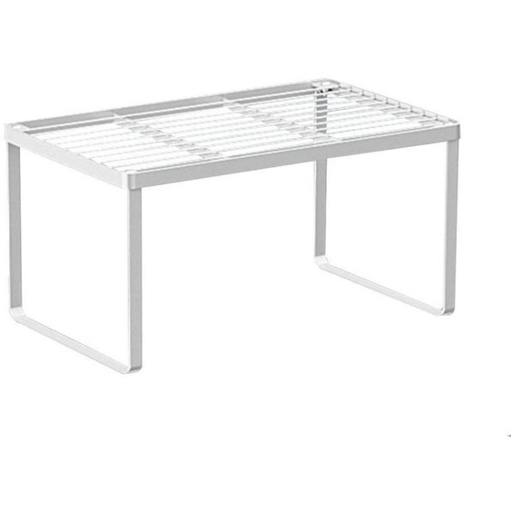 Organisateur de placard de cuisine, en fil métallique, empilable, robuste, gain de place, blanc, dimensions : 39 x 24 x 20,5 cm