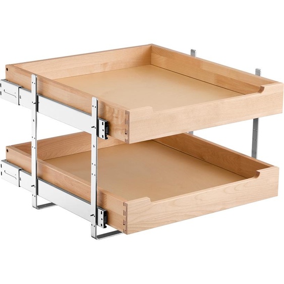 Organisateur de placard extensible en 2 niveaux, tiroir de rangement (393 x 533 x 76 mm) avec mécanisme de fermeture en douceur