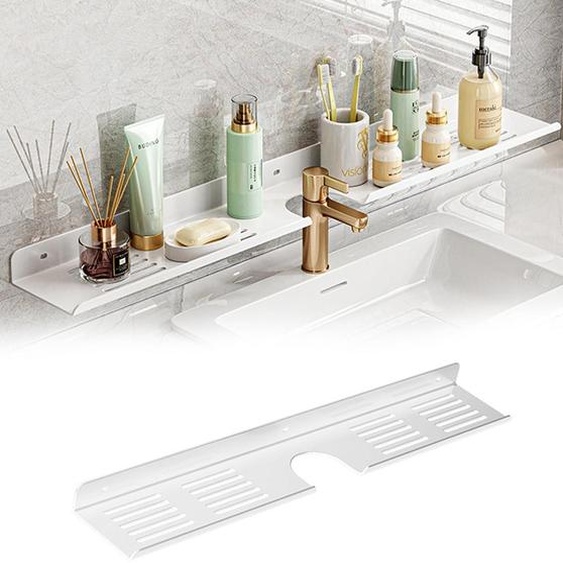 Organisateur de plan de travail pour évier, étagère murale, 60 cm, blanc, acier au carbone