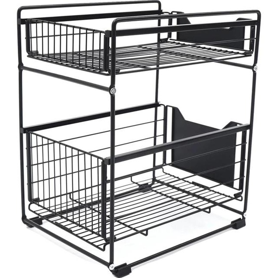 Organisateur de rangement, design à 2 niveaux, construction durable, noir