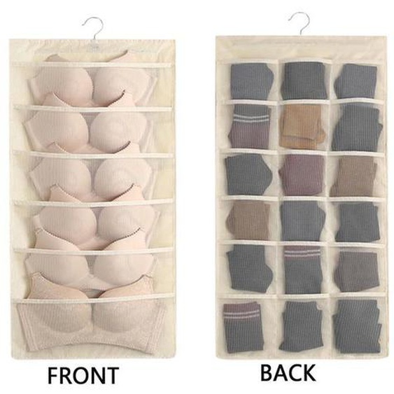 Organisateur de sous-vêtements à suspendre double face, rangement suspendu en tissu double face