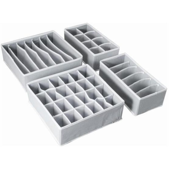 Organisateur de sous-vêtements - Non spécifié - Lot de 4 - Gris - 6 à 24 compartiments - Pliable