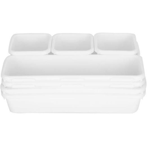 Organisateur de tiroirs - OMABETA - 8 pièces - Blanc - Matériau PP - Design contemporain