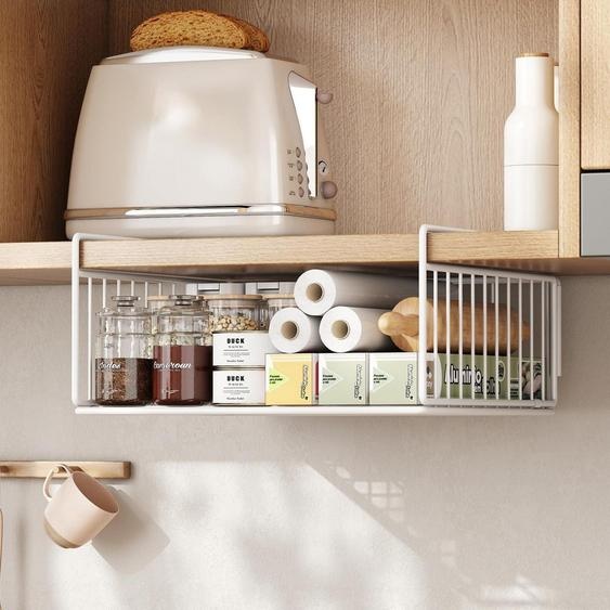 Organisateur métallique pour meuble bas, panier suspendu, blanc, 32 cm