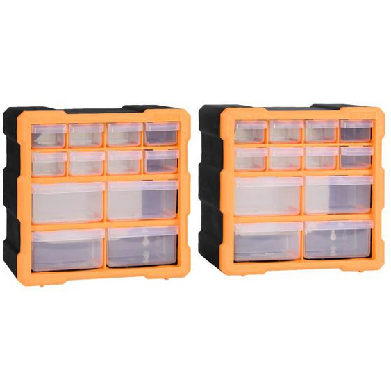 Organisateurs multi-tiroirs avec 12 tiroirs 2 pcs 26,5x16x26 cm