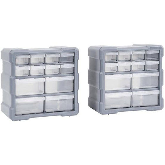 Organisateurs multi-tiroirs avec 12 tiroirs 2 pcs 26,5x16x26 cm