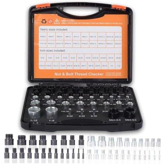 Organiseur en aluminium et en mousse pour testeur de dimensions de vis