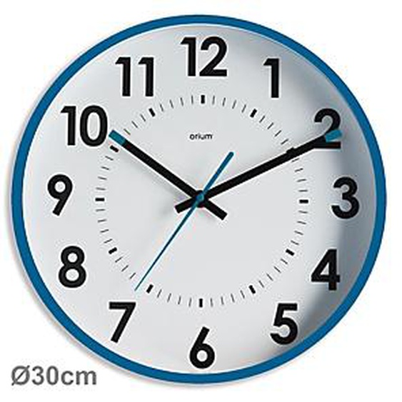 ORIUM Abylis - Horloge analogique murale silencieuse à quartz - Diamètre 30 cm - Bleu