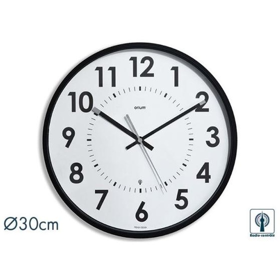 ORIUM Abylis - Horloge analogique murale silencieuse - Diamètre 30 cm - Noir