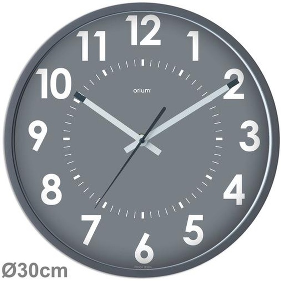 ORIUM Horloge murale silencieuse à quartz, diamètre 30cm - Aluminium