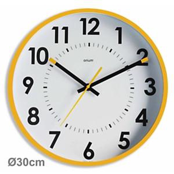 ORIUM Horloge murale silencieuse à quartz, diamètre 30cm - Jaune ocre