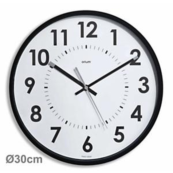 ORIUM Horloge murale silencieuse à quartz, diamètre 30cm - Noir