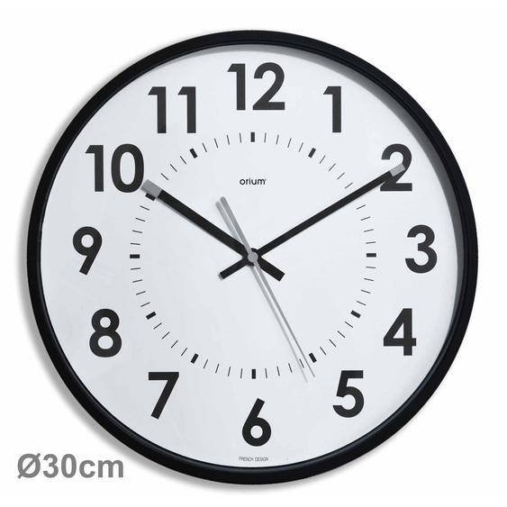 ORIUM Horloge murale silencieuse à quartz, diamètre 30cm - Noir