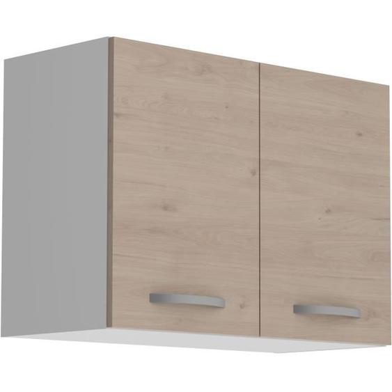 OSLO Meuble haut 2 portes - Décor Chêne Jackson - L 80 x P 36 x H 58 cm