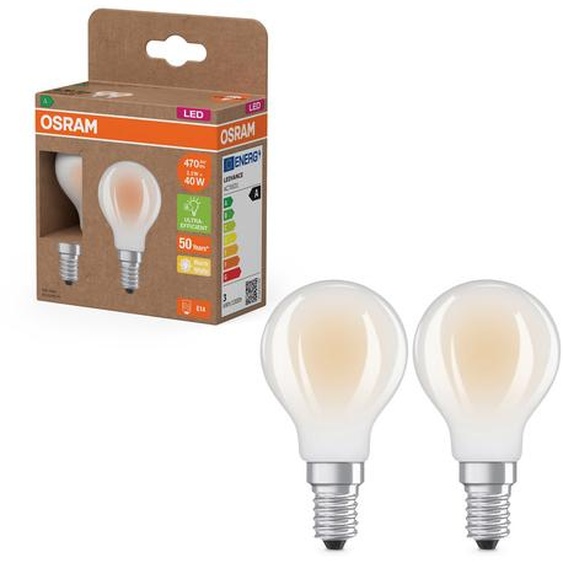 Osram Ampoule LED E14 Sphérique opaque 2,2 W - 470 lm - Blanc chaud - Equivaut à 40 W - Boîte de 2