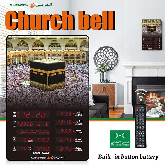 Other Azan Mosquée réveil LED horloge de prière numérique horloge murale musulmane islamique avec télécommande calendrier Ramadan décoration de la maison