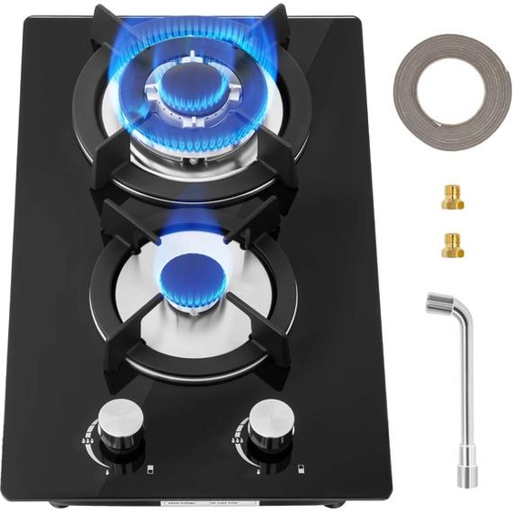 Other Plaque de Cuisson Gaz Encastrable 2 Feux Adaptée Gaz Naturel Propane Noir