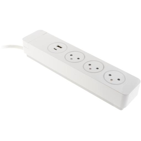Otia Bloc multiprise Mantea 3 prises secteur avec interrupteur à pied + 1 USB-A et 1 USB-C - 12 W - Blanc