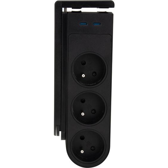 Otio Bloc multiprise clipsable 5 prises secteur avec interrupteur + 2 prises USB-C - 20 W - Noir