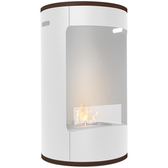 Ottaviano - Cheminée au bioéthanol de sol avec double étagère en bois mélaminé, ø 40xH67,5 cm couleur blanc