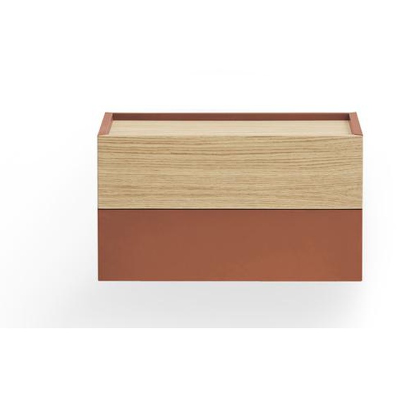 Otto - Table de chevet murale 2 tiroirs en bois - Couleur - Rouge brique