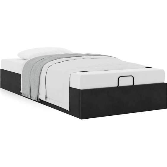 Cadre de lit ottoman sans matelas noir 80x200 cm velours