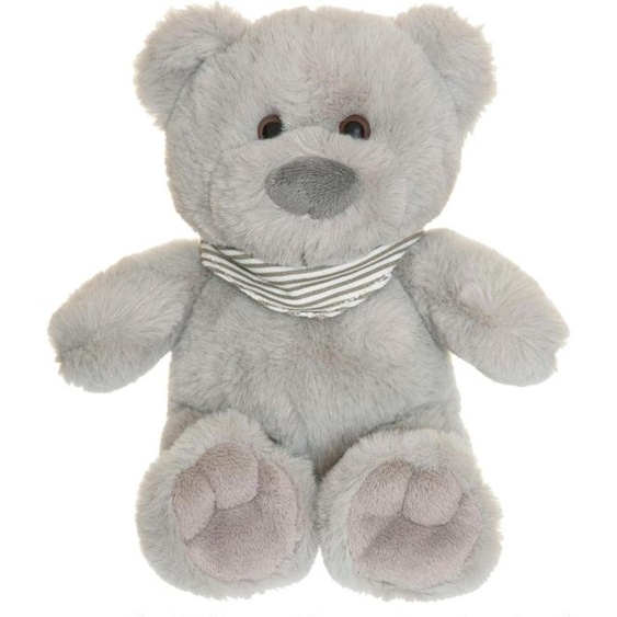 Ours en peluche gris avec écharpe, 25 cm, rembourrage recyclé