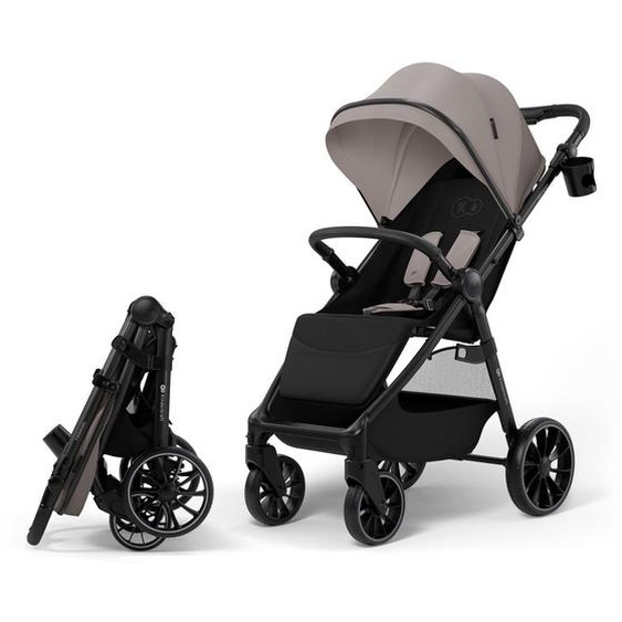 Oussette Kinderkraft Grande 2 Avec Grandes Roues Amorties, Dossier Inclinable, Pliage À Une Main Click&fold Rapide Beige