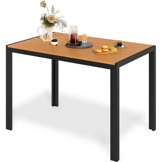 Outdoor Table à manger - Table de jardin en aluminium - 110×70×73 cm - Lamelles aspect bois 9,5×7 cm - Pour 6 personnes - Résistant aux intempéries - Rose