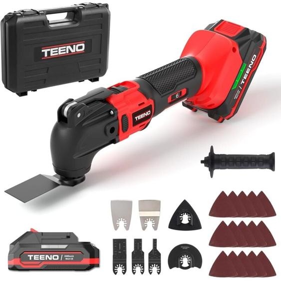 Outil Multifonction Oscillant 1 x 20V, Brushless Outil Multifonction Sans Fil avec 6 Vitesses Variables, 8500-21000 tr/min, Angle Oscillant 4°,