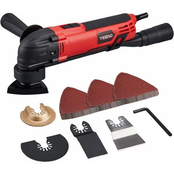 Outil multifonctions Oscillant 300W, avec 38 accessoires, 15000-23000 tr/min, Outil oscillant avec angle doscillation de 3° - Teeno
