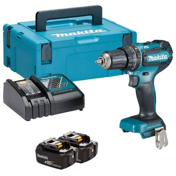 Outillage - Perceuse-visseuse à percussion sans fil 18V, 2 batteries 3,0 Ah lxt, chargeur DHP485RFJ - Makita
