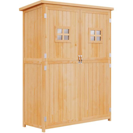 Outsunny - Abri de jardin armoire de jardin remise pour outils sur pied dim. 128L x 50l x 164H cm 2 étagères 2 portes 2 fenêtres toit bitumé étanche
