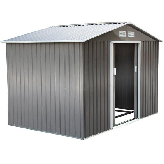 Outsunny - Abri de jardin - remise pour outils - cabanon double porte coulissante - fondation incluse - dim. 277L x 191l x 192H cm - tôle dacier