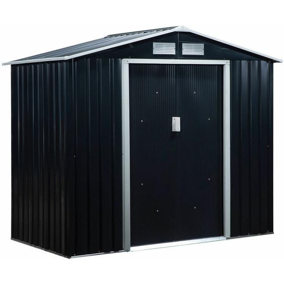 Outsunny - Abri de jardin - remise pour outils - cabanon porte verrouillable - dim. 213L x 130l x 185H cm - tôle dacier gris