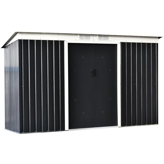 Outsunny - Abri de jardin - remise pour outils - cabanon portes verrouillables - dim. 2,8L x 1,3l x 1,72H m - tôle dacier gris noir